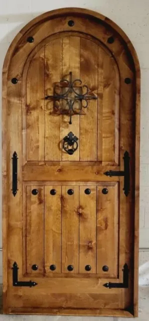 Alder 2" lumber arched door solid wood story book castle winery hardware Prehung