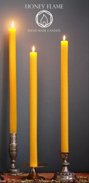 6 x EXTRA LONG 100% PURE BEESWAX candles ~ 42cm  x 2.5cm ~ Eco-friendly