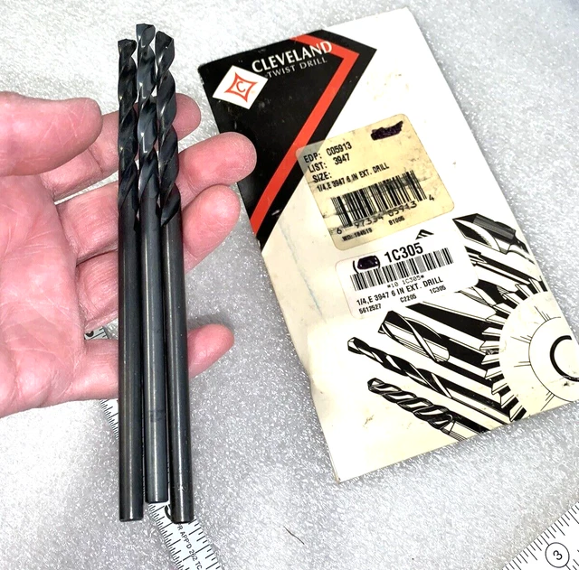( Lot of THREE ) 1/4" x 6"length Cleveland #C05913  Extension Drill bits  unused