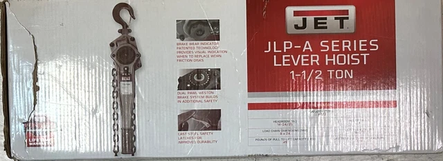 OPEN BOX JET JLP Series Manual Lever Chain Hoist -1 1/2-Ton Cap 10ft Lift
