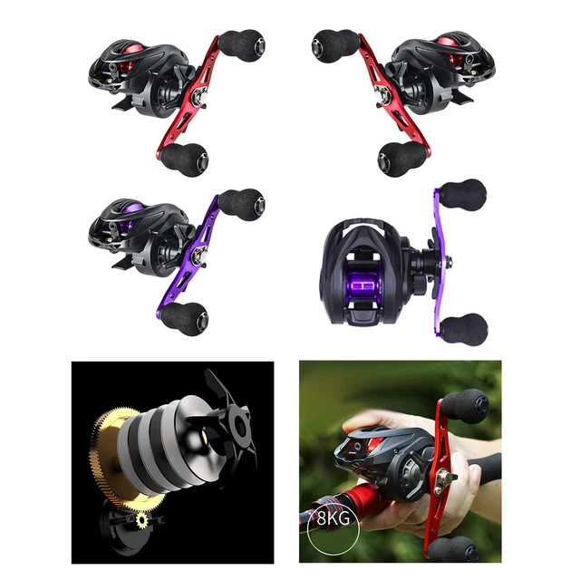 Moulinet de Pêche Baitcasting 8.1:1 Haute Vitesse Ratio Gauche et Droit, Cadre Squelettique en Aluminium Rigide
