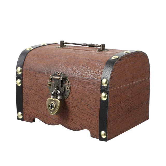 Valise Rétro Coffre Rangement Bois 24x17,3cm - Style Ancien Décoration Vintage