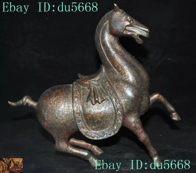 Old Chinese China Bronze Gilt Feng Shui lucky animal success horse Steed statue