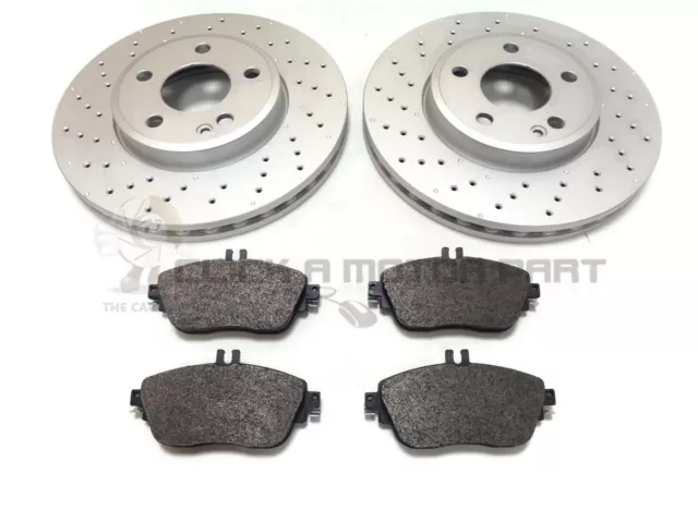 Mercedes A180 A200 A220 12-17 Front 2 Drilled Brake Discs And Pads (Check Disc)