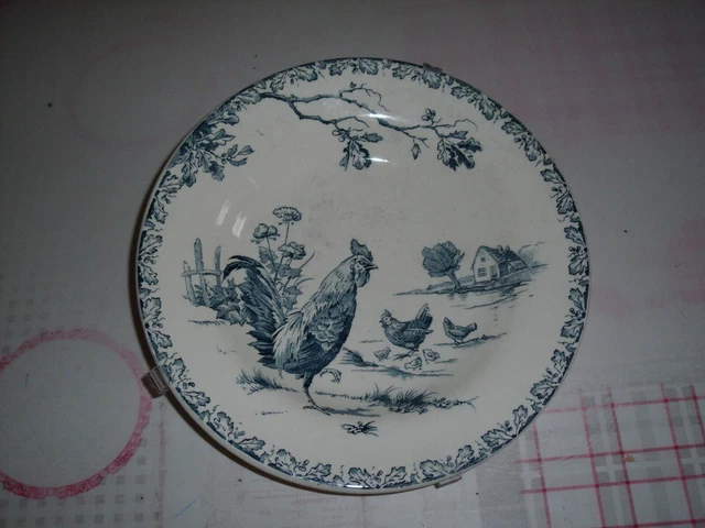 Ancienne assiette GIEN terre de fer décor coq