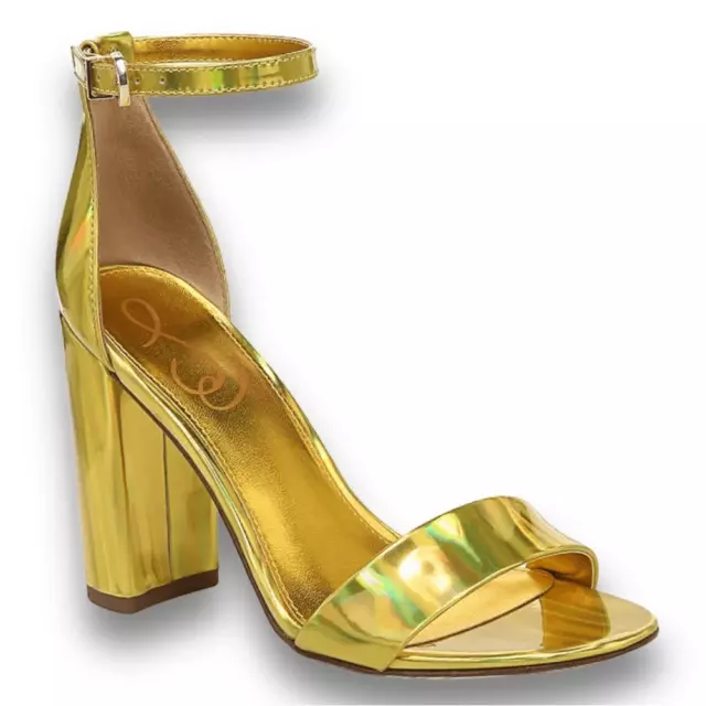 SAM EDELMAN Yaro Ankle Strap Block Heel Sandals in Mimosa Gold Size 8.5 NWOT