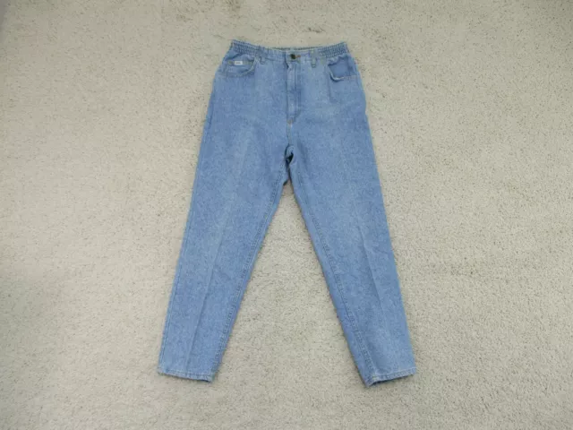 VINTAGE Lee Jeans Womens 12 Petite Blue Denim Mom Hi Rise Tapered Acid Wash 80s