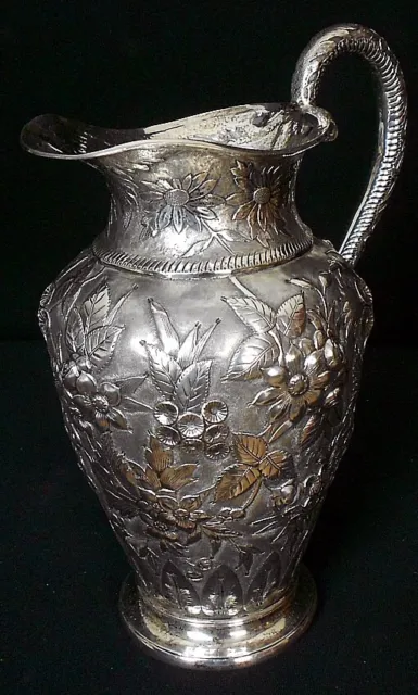 A Chinese Export solid silver pitcher, China Jewellery Co, Shanghai c.1875-1930