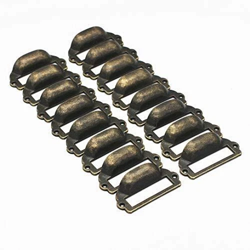 WEICHUAN 16PCS Zinc Alloy 1-5/8" x 3-1/4" Antique Bronze Apothecary Drawer Pu...