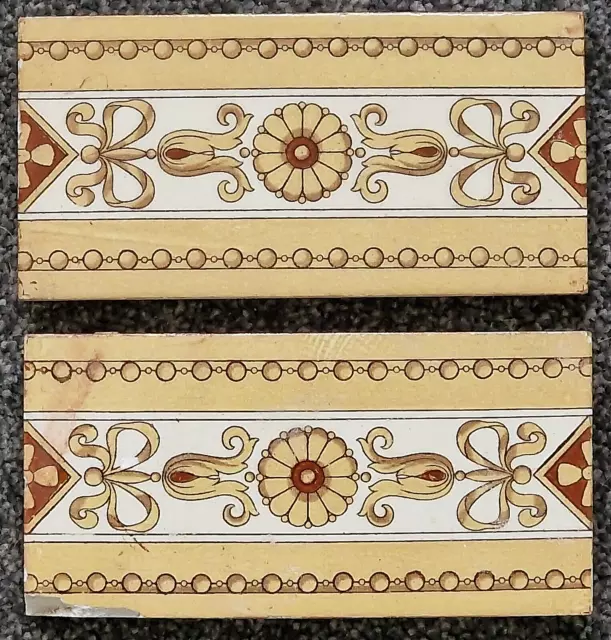 Antique Pair of Minton Fireplace Spacers Tiles C1890