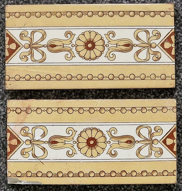 Antique Pair of Minton Fireplace Spacers Tiles C1890 Antique Pair of Minton Fireplace Spacers Tiles C1890