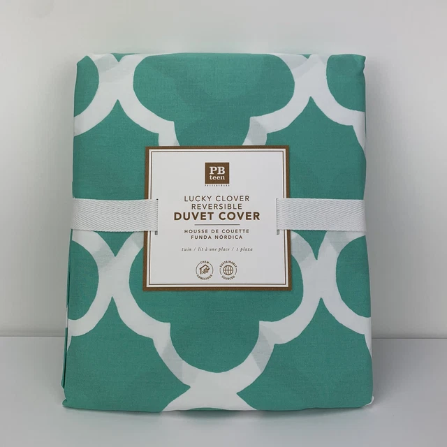 Ropa de cama de algodón reversible verde azulado verde afortunado trébol de cerámica