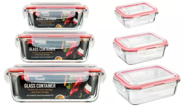 Glass Food Storage Containers with Lids Airtight Rectangle Strong 2