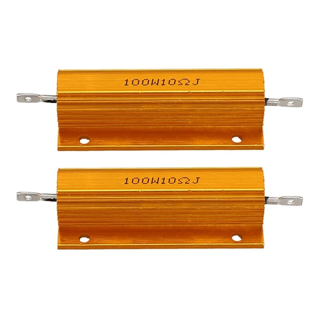 2x Gold Aluminum Plated Power Resistance 100W, 10 Ohm 10R T9O6