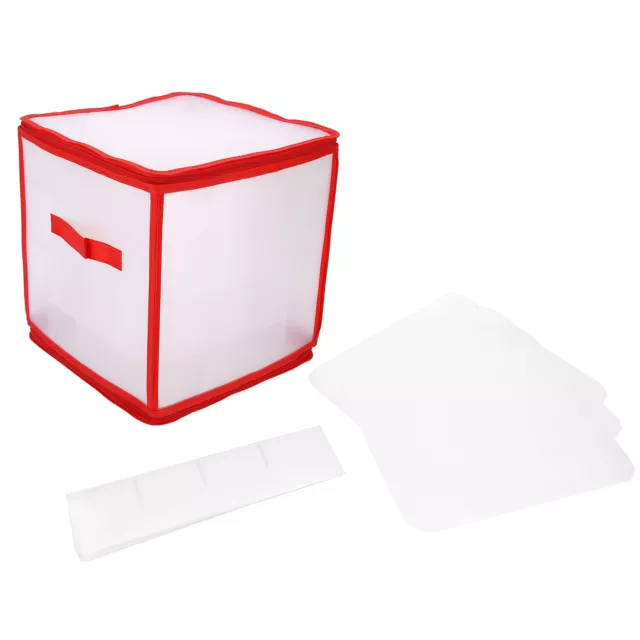 Cube Storage 30X31Cm Firm Storage Box Red Edging For Christmas Tree Decorations