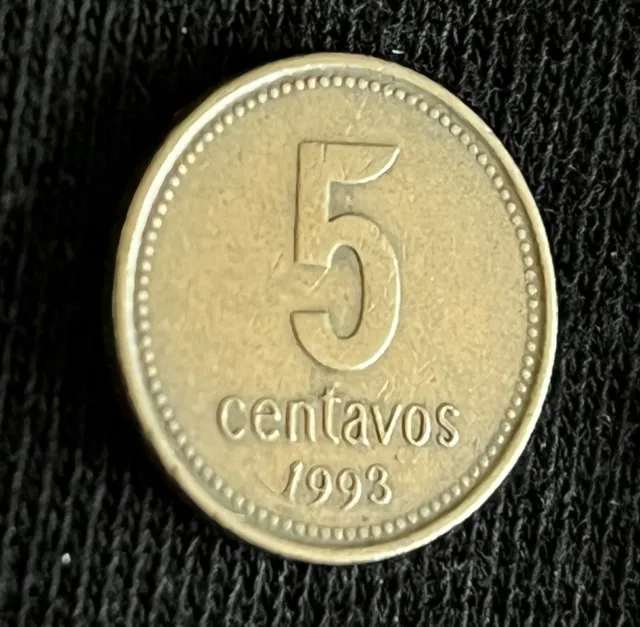 Argentina 1993 '5 Centavos' Copper Nickel Peso Convertible WORLD Coin