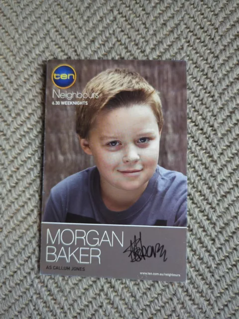 Neighbours TV show SIGNED fan card - Morgan Baker - Callum Jones FREE track