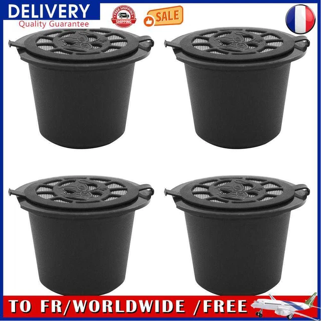 4pcs/set Reusable Coffee Capsule Filter Shell for Nespresso Machine (Black)