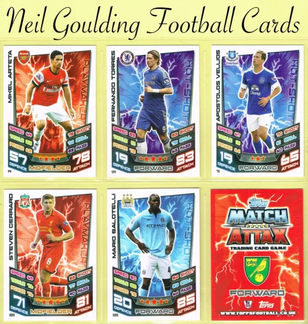 Topps MATCH ATTAX 2012-13 ☆ PREMIER LEAGUE ☆ Football Cards #1 to #180