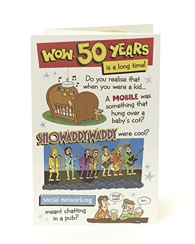 Biglietto Auguri 50° Compleanno Divertente | Fifty's Not Old, It's Just Extra-Mature | Formato 15x15 Cm Con Busta - 5