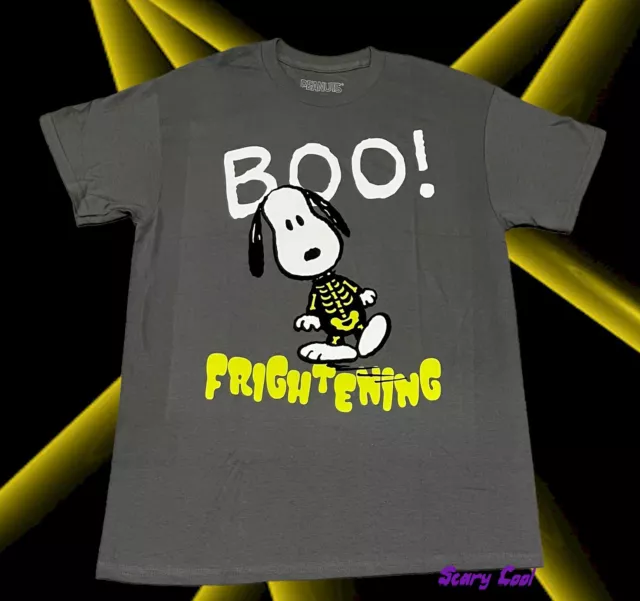 New Peanuts Charlie Brown Snoopy Skelton Halloween Great Pumpkin Mens T-Shirt