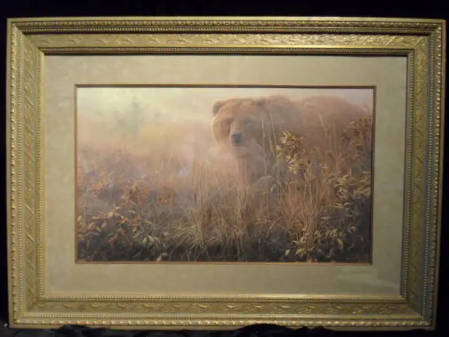 Grizzly Out Of Mist John Seerey-Lester Signed Framed