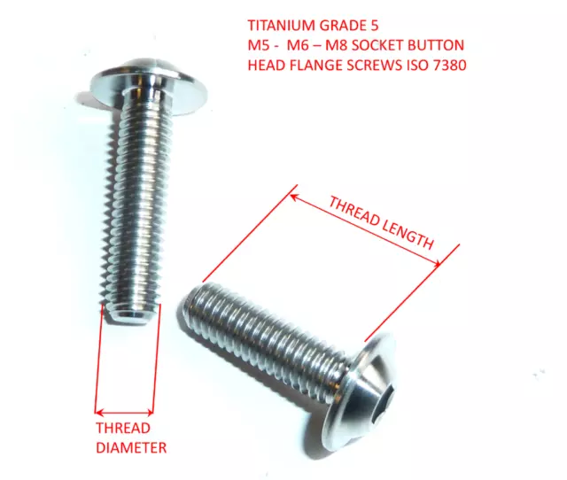 M5 M6 M8 Titane Douille Bouton Bride Allen Boulons Hexagonale Vis IS0 7380