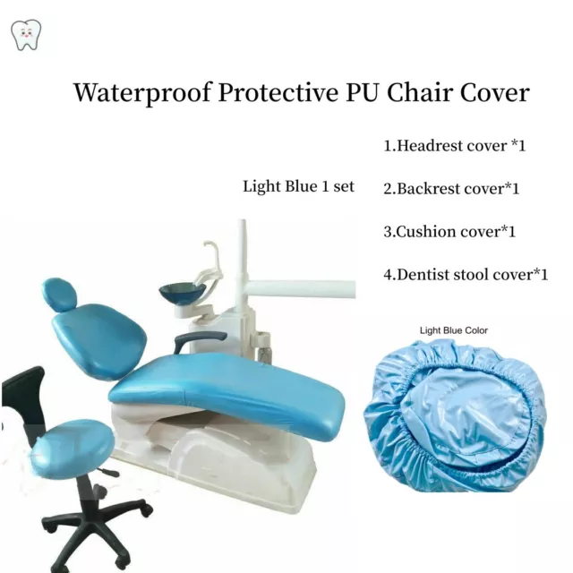 Dental Chair Parts Cover Seat Sleeves Waterproof Protective PU Lether Light blue