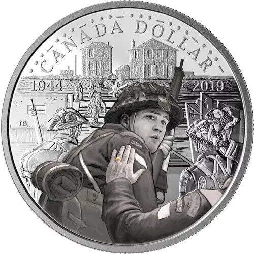 Canada 1944-2019 D-Day 75th Anniversary Special Edition Silver Dollar Rare HTF