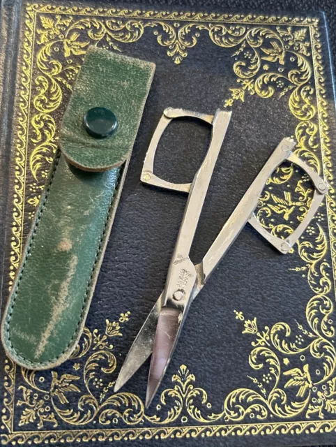 Rare Antique Folding Pocket Travel, Sewing or Camping  Scissors by Cowlishaw