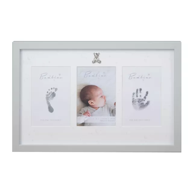 Photo Frame Hand and Foot Print Ink Pad Keepsake Grey Picture Bambino New Baby