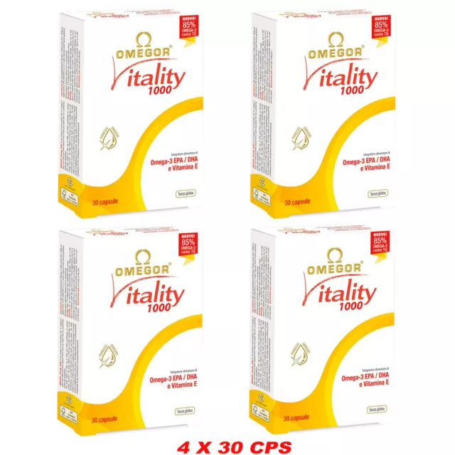 Omegor Vitality 1410 mg Omega 3 Alta Concentrazione 4X30 120 perle con Vit. E