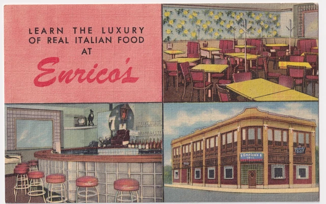 New York Syracuse Enrico's Linen Advertising Postcard Curt Teich Circa 1940.