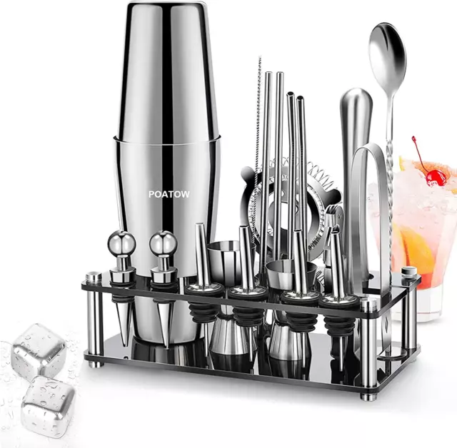 23-Piece Cocktail Set Cocktail Shaker Set,Boston Shaker Set Stainless Steel Bart