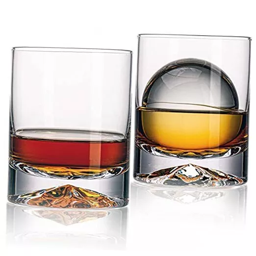 Hand Blown Crystal Double Old Fashioned Cocktail, Solid Whiskey Glasses,