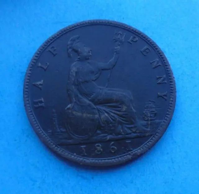 1861 Victoria Halfpenny, as shown.