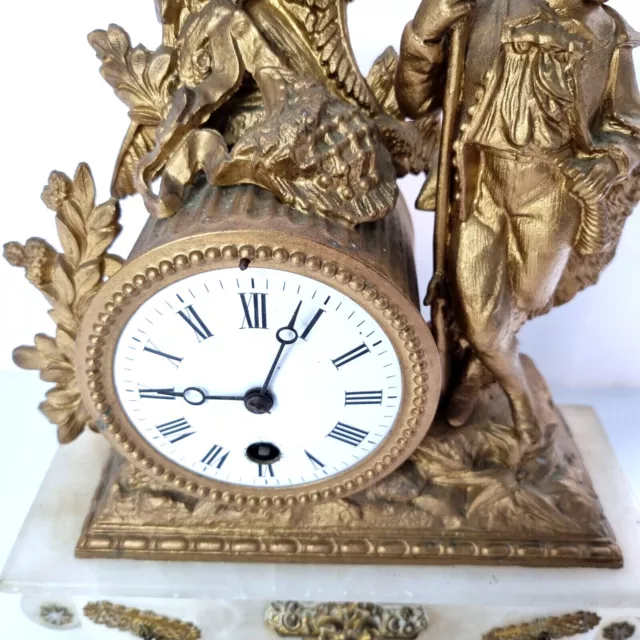 French Mantel Clock Late 19th century French Figural Spelter Gilt Clock 2