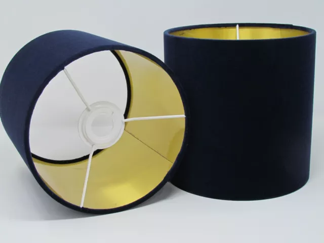 Lampshade Navy Blue Velvet Brushed Copper Gold Silver Drum Light Shade