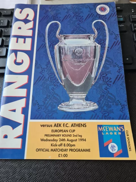 Glasgow rangers football programmes