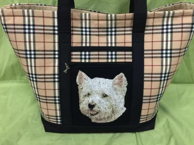 Beautiful Custom Embroidered West Highland White Terrier Tote