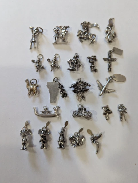 Sterling Silver 925 Mini Figurines Pendant Charm Lot