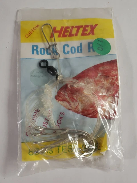 VINTAGE HELTEX LONG LINE COD RIG GENUINE MUSTAD 5 HOOK PACK 80 LB rare ...