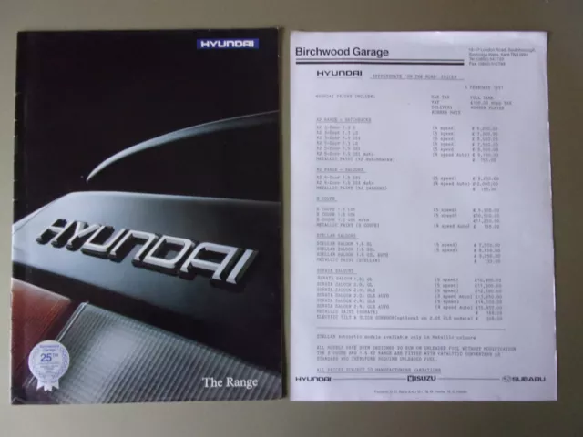 HYUNDAI RANGE orig 1991 UK Mkt Sales Brochure - X2 Pony S Coupe Stellar Sonata