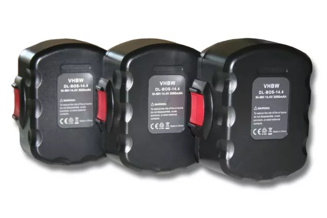 3x BATTERY 3000mAh 14.4V black / red for Bosch 13614, 13614-2G, 15614, 1661