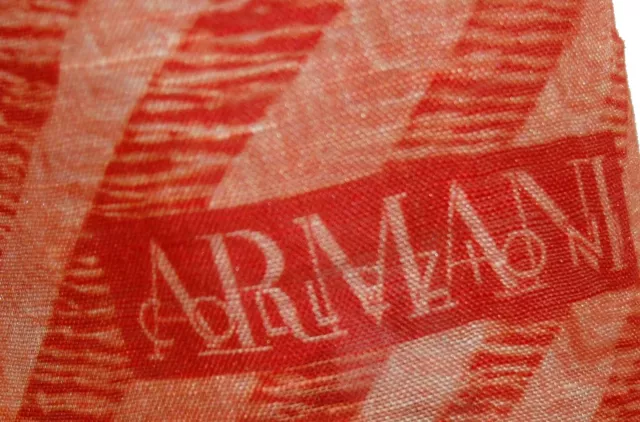 Armani Collezioni Orange Stripes Logo Unisex Men Woman Linen Scarf 3