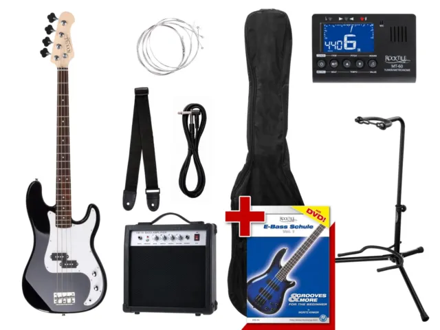 Pack Basse Electrique Guitare Preci PB-Style Amplificateur Housse Support Noir