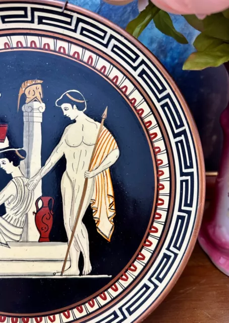 Vintage Enamelled Copper Plate Made in Greece Classical Greek Mythology Apollo 3