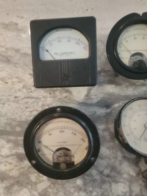 LOT OF 6 METER GAUGES DC MILLIAMPERES-VOLTS MICROAMPERES Westinghouse Weston (N) 2