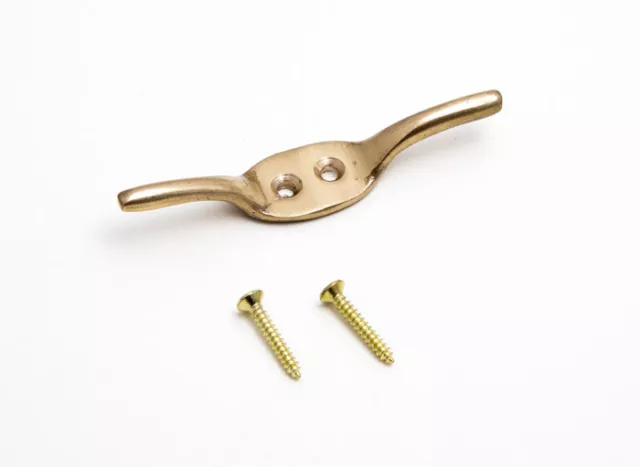 Cleat Blind Roman Hook Curtain Tie Back & Screws 2 1/2" 63mm Brass Pack Of 2