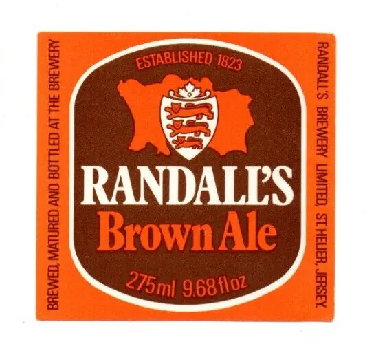 Jersey - Vintage Beer Label - Randalls Brewery, St. Helier - Randalls Brown Ale